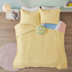 Parure de lit réversible en coton avec coussin décoratif Jessie Rainbow Sunburst pour enfants au design intelligent