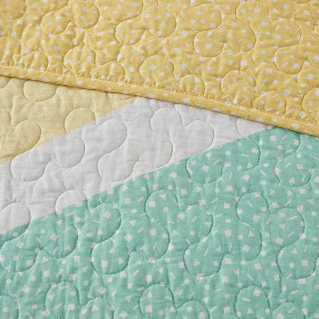 Parure de lit réversible en coton avec coussin décoratif Jessie Rainbow Sunburst pour enfants au design intelligent