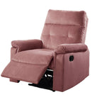 Fauteuil inclinable manuel Jessy, capitonné et rembourré en velours rose