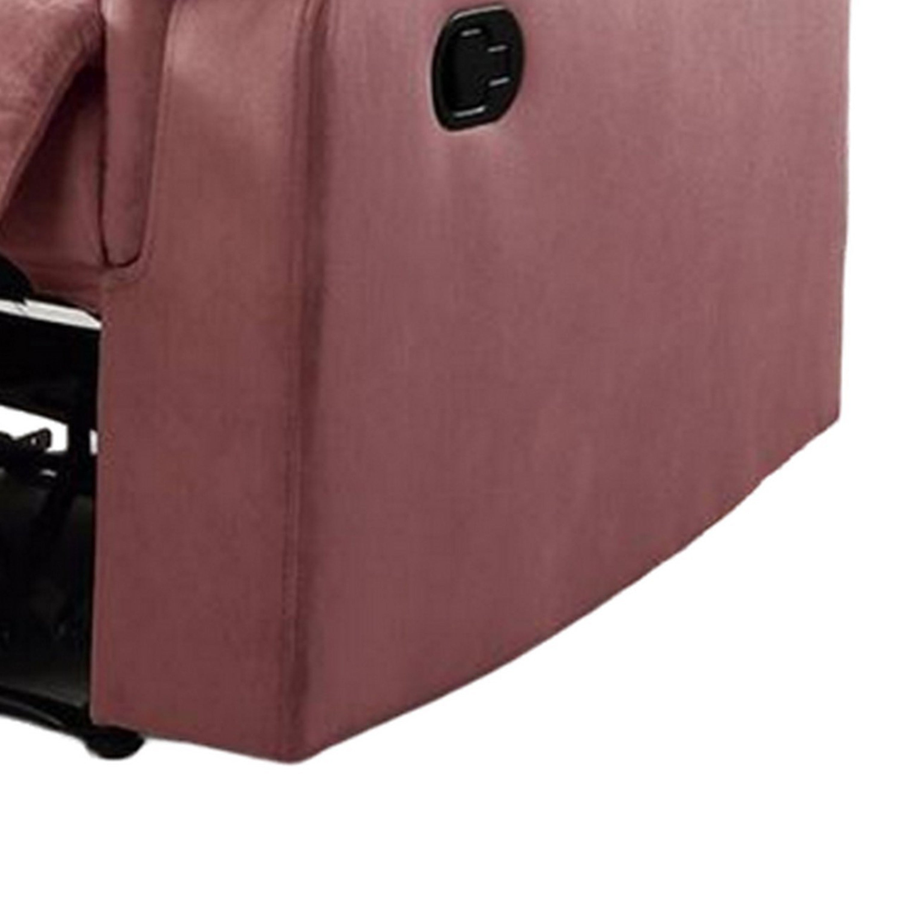 Fauteuil inclinable manuel Jessy, capitonné et rembourré en velours rose