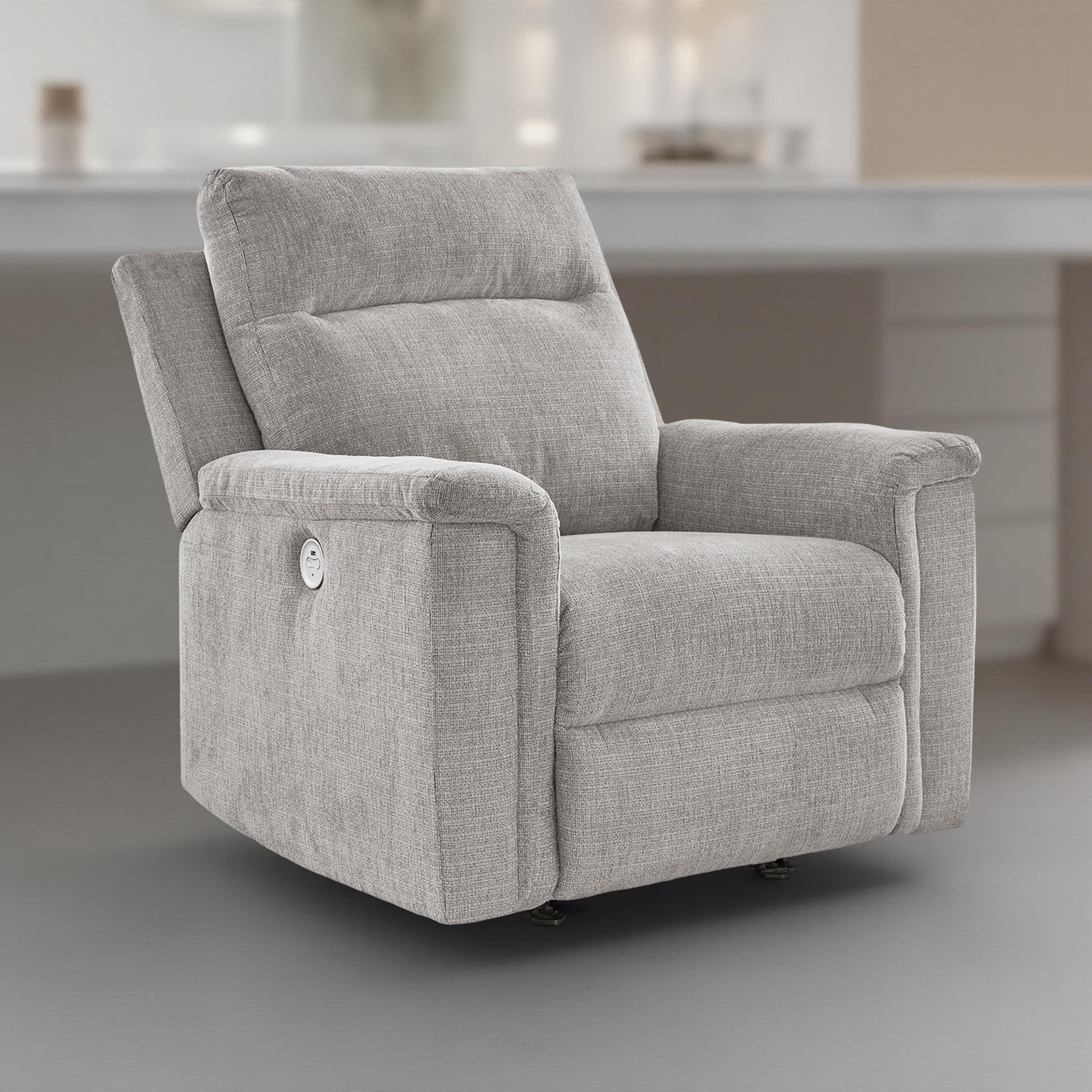 Fauteuil à bascule inclinable électrique Jinu, tissu micro-chenille polyester gris cendré