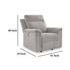 Fauteuil à bascule inclinable électrique Jinu, tissu micro-chenille polyester gris cendré