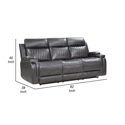 Canapé inclinable manuel Jolo, table rabattable, 82 pouces, similicuir gris
