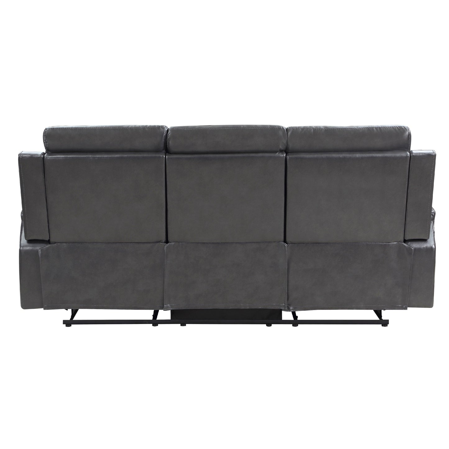 Canapé inclinable manuel Jolo, table rabattable, 82 pouces, similicuir gris