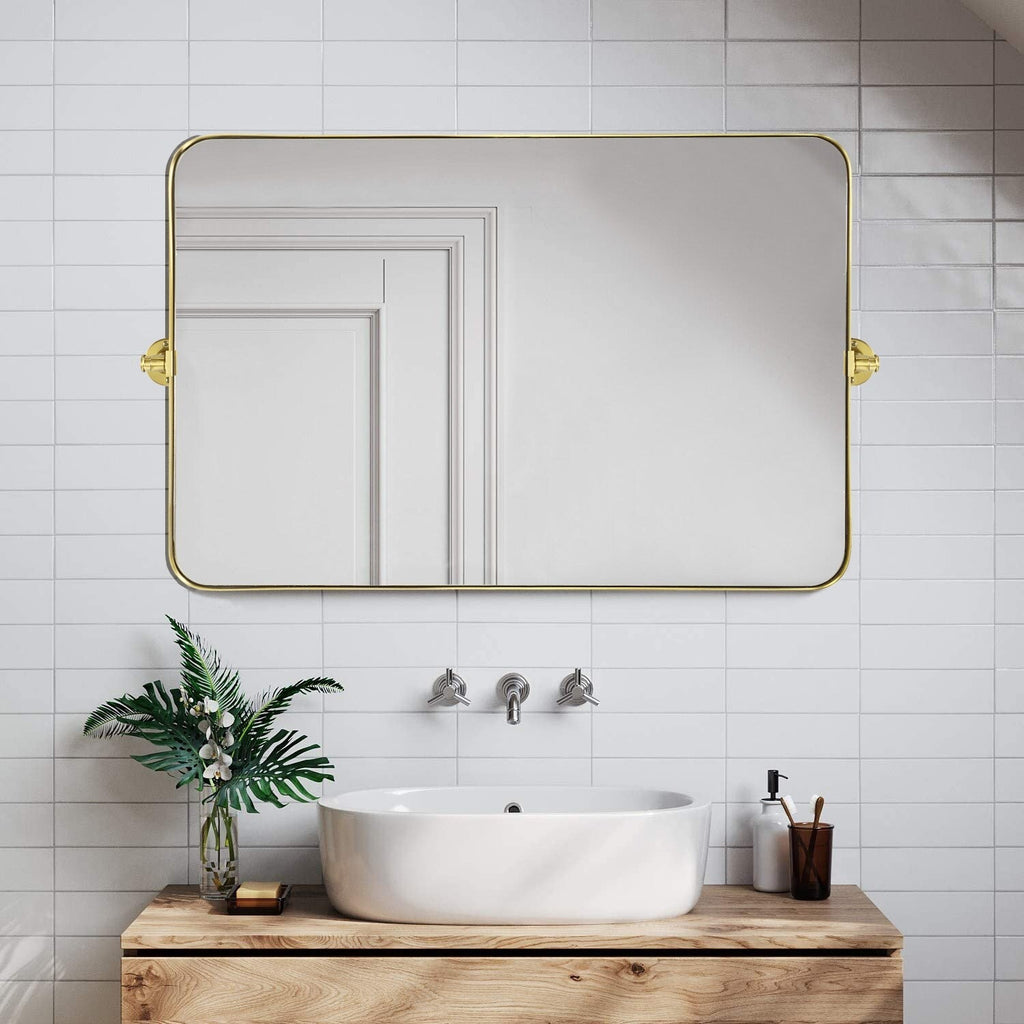 Miroir mural rectangulaire pivotant et inclinable en métal TEHOME Jonathan