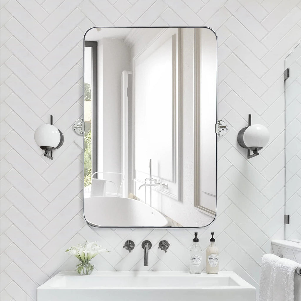 Miroir mural rectangulaire pivotant et inclinable en métal TEHOME Jonathan