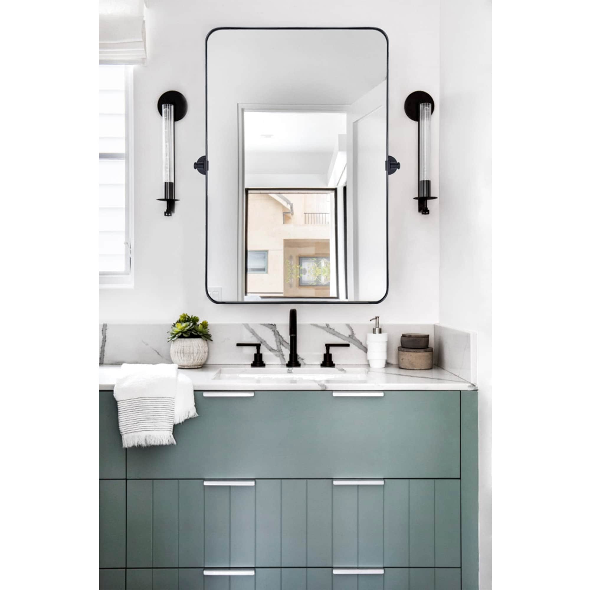 Miroir mural rectangulaire pivotant et inclinable en métal TEHOME Jonathan