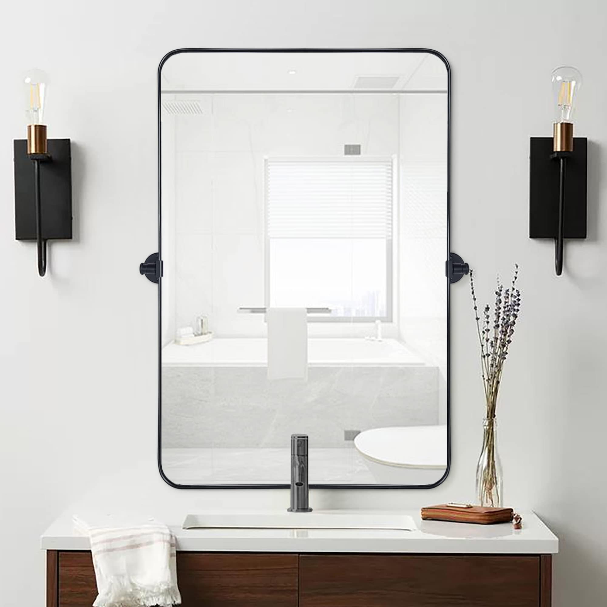Miroir mural rectangulaire pivotant et inclinable en métal TEHOME Jonathan