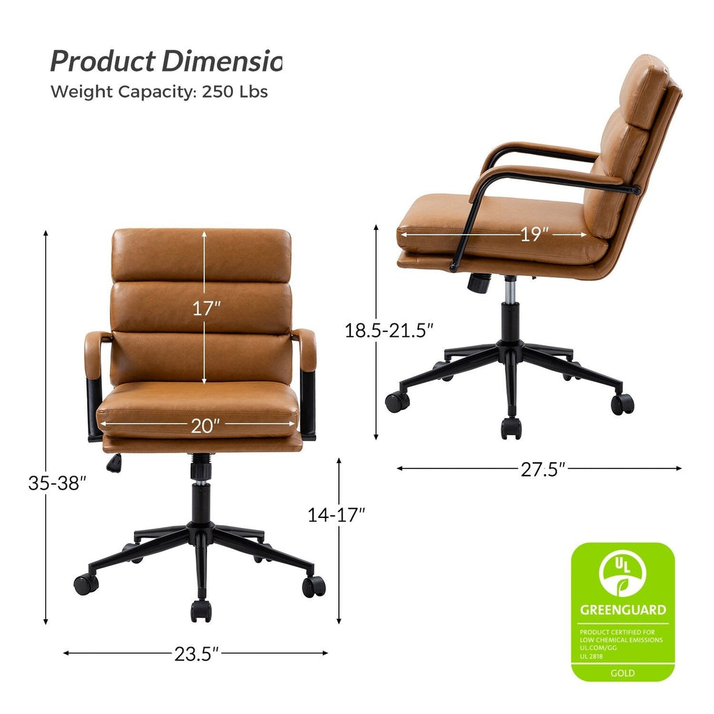 Chaise de travail moderne Joseph en similicuir avec verrouillage de l'inclinaison et inclinaison centrale par HULALA HOME