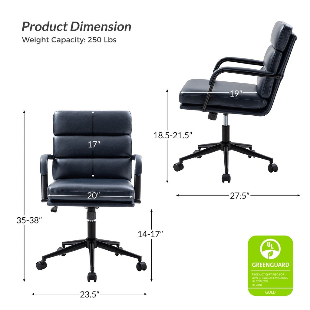 Chaise de travail moderne Joseph en similicuir avec verrouillage de l'inclinaison et inclinaison centrale par HULALA HOME