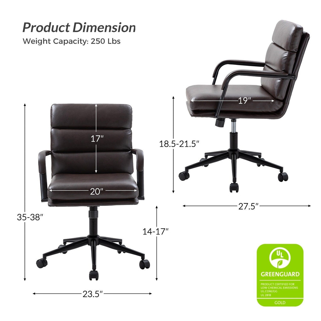Chaise de travail moderne Joseph en similicuir avec verrouillage de l'inclinaison et inclinaison centrale par HULALA HOME