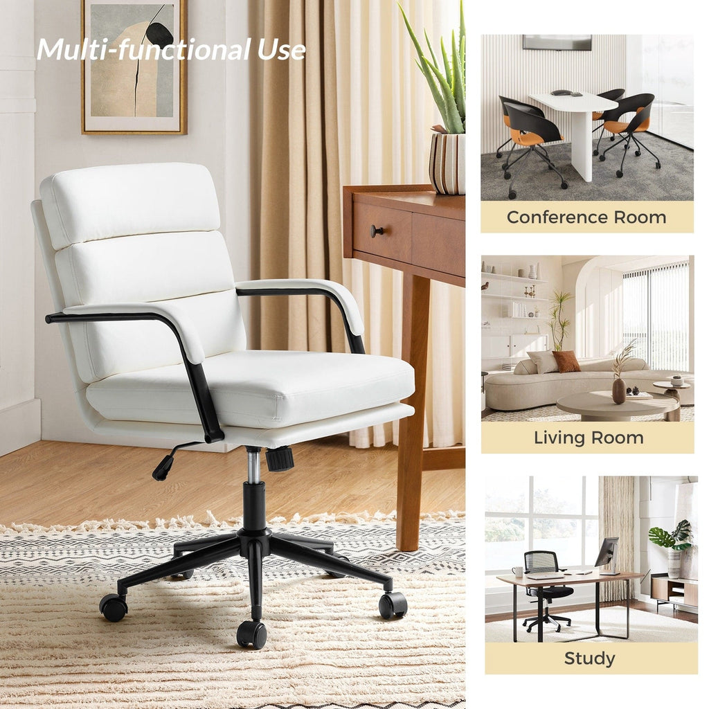 Chaise de travail moderne Joseph en similicuir avec verrouillage de l'inclinaison et inclinaison centrale par HULALA HOME
