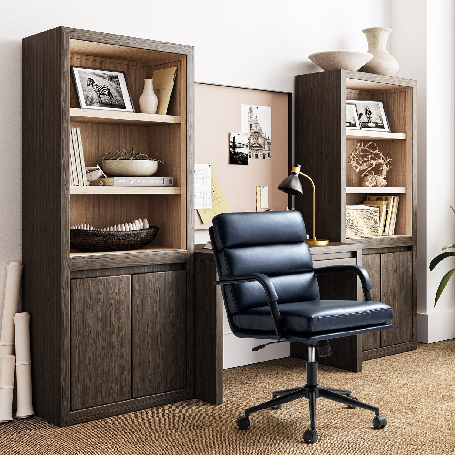 Chaise de travail moderne Joseph en similicuir avec verrouillage de l'inclinaison et inclinaison centrale par HULALA HOME