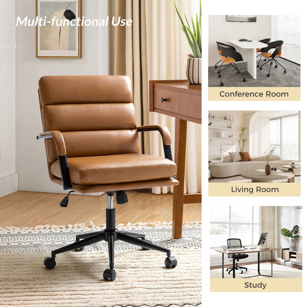 Chaise de travail moderne Joseph en similicuir avec verrouillage de l'inclinaison et inclinaison centrale par HULALA HOME