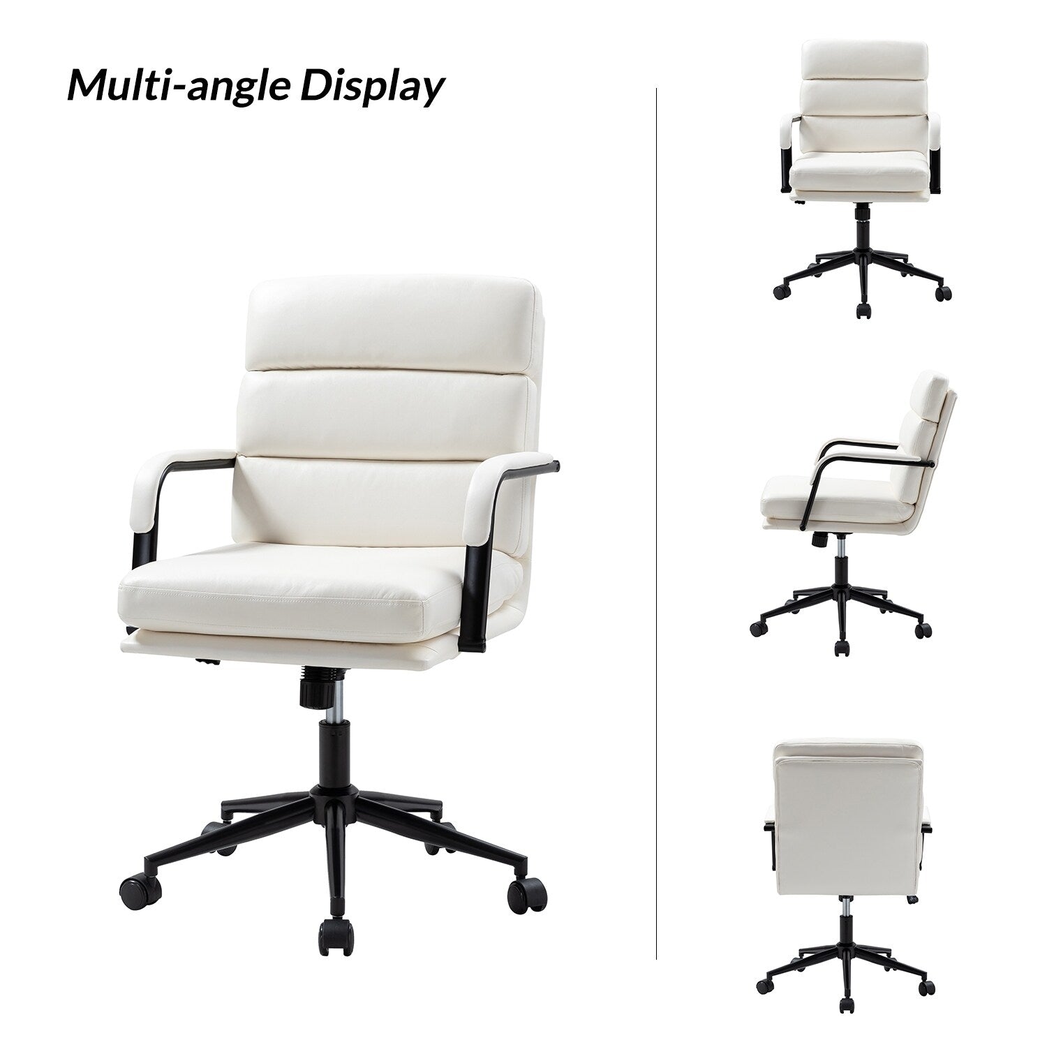 Chaise de travail moderne Joseph en similicuir avec verrouillage de l'inclinaison et inclinaison centrale par HULALA HOME