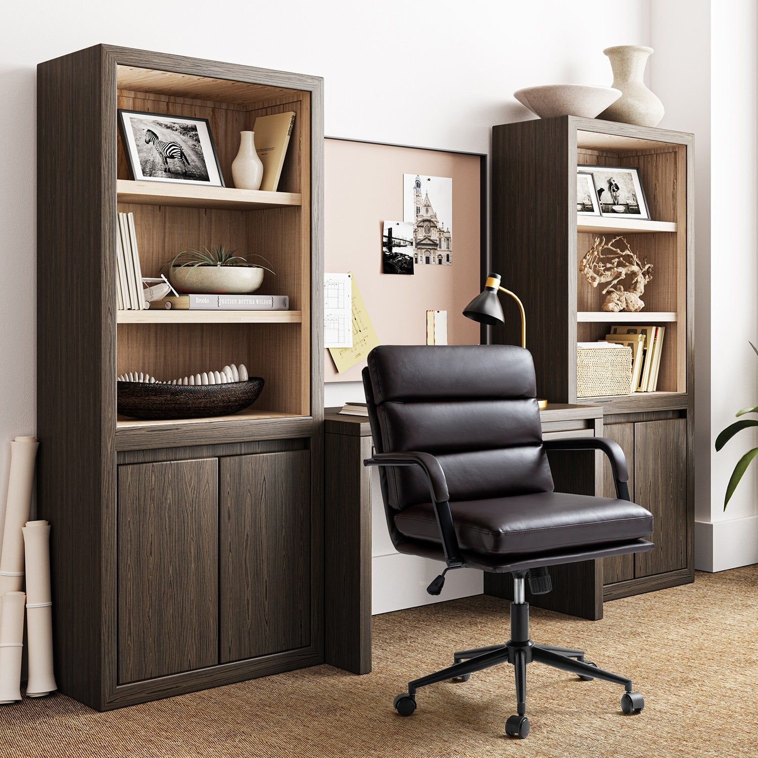 Chaise de travail moderne Joseph en similicuir avec verrouillage de l'inclinaison et inclinaison centrale par HULALA HOME