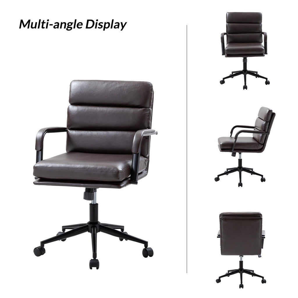 Chaise de travail moderne Joseph en similicuir avec verrouillage de l'inclinaison et inclinaison centrale par HULALA HOME