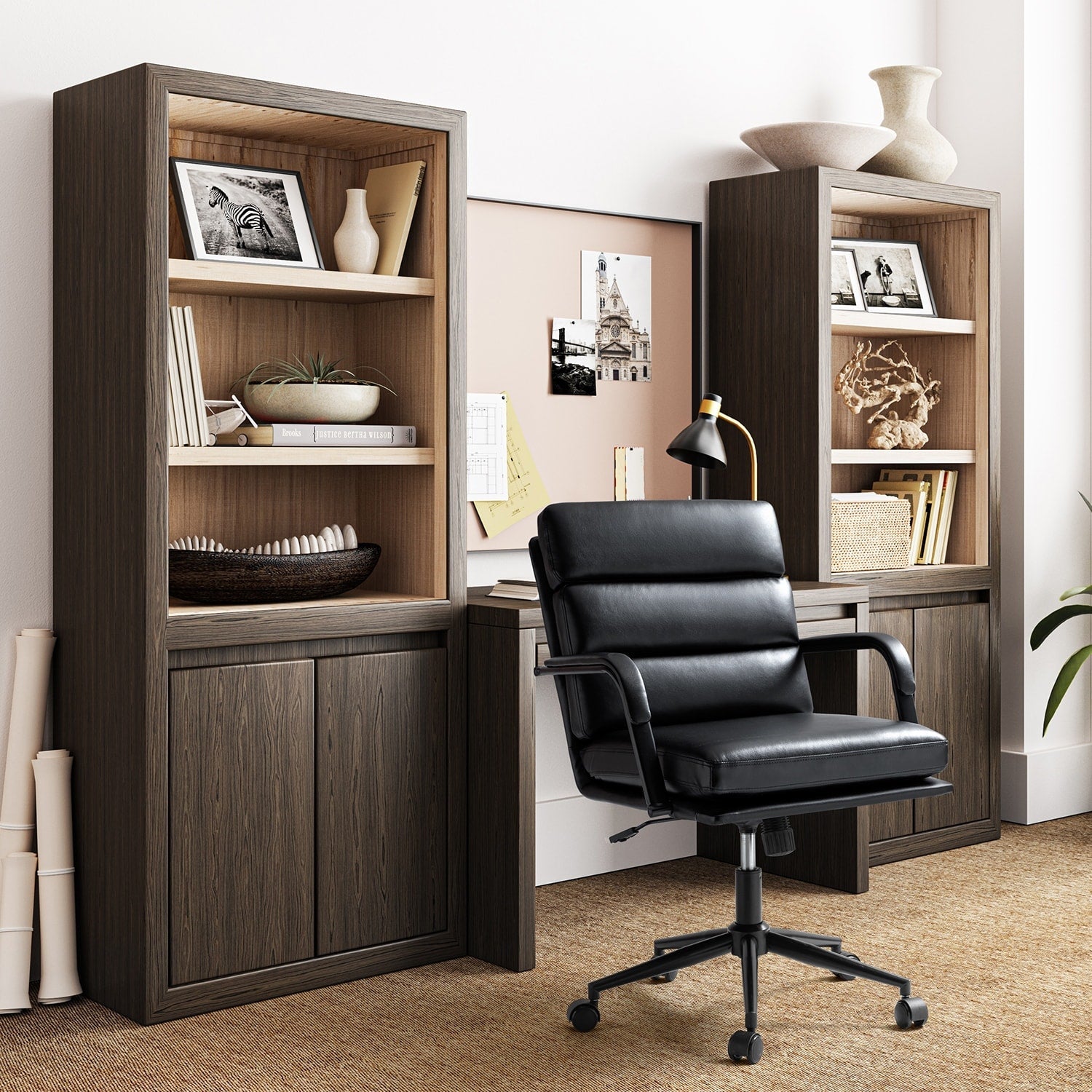 Chaise de travail moderne Joseph en similicuir avec verrouillage de l'inclinaison et inclinaison centrale par HULALA HOME