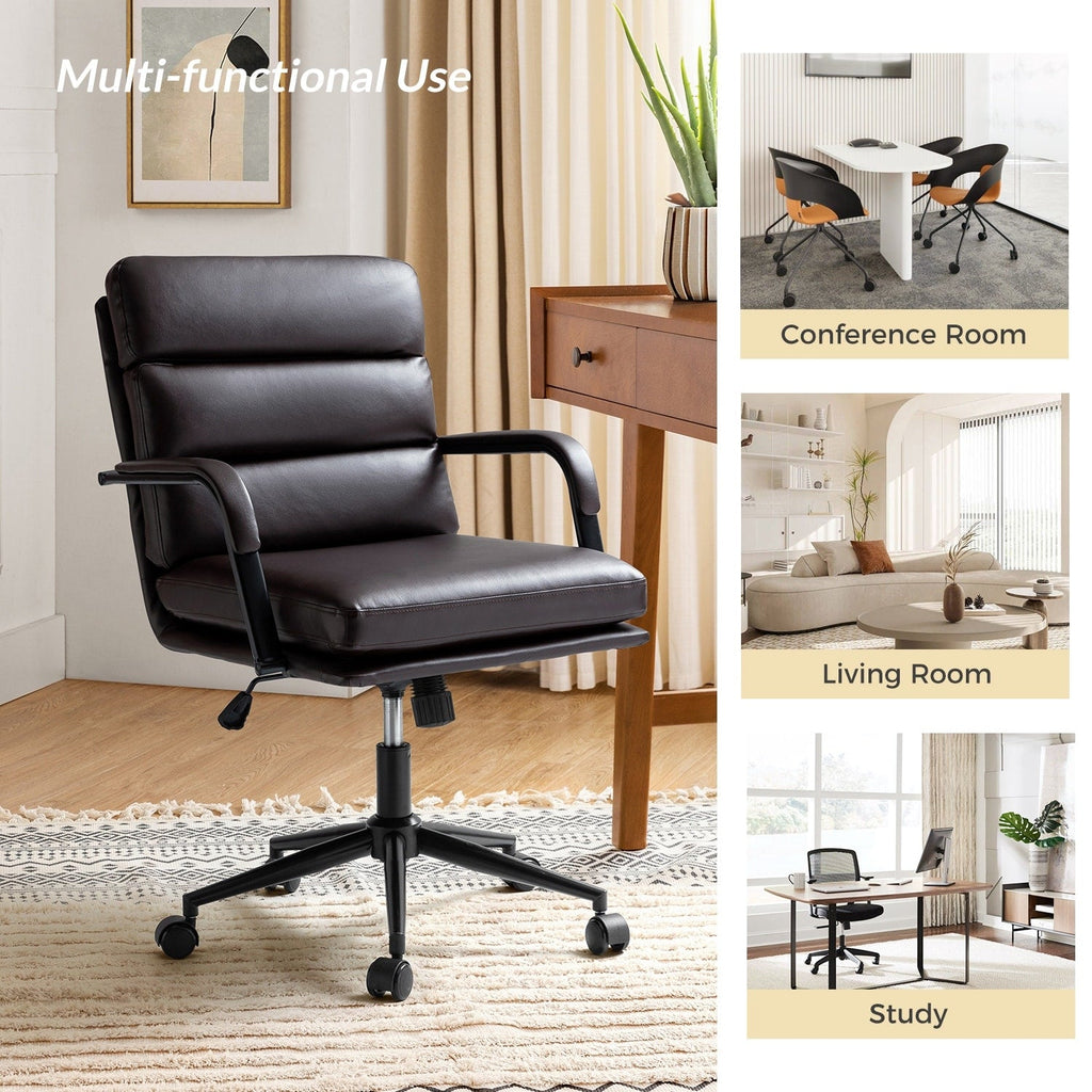 Chaise de travail moderne Joseph en similicuir avec verrouillage de l'inclinaison et inclinaison centrale par HULALA HOME