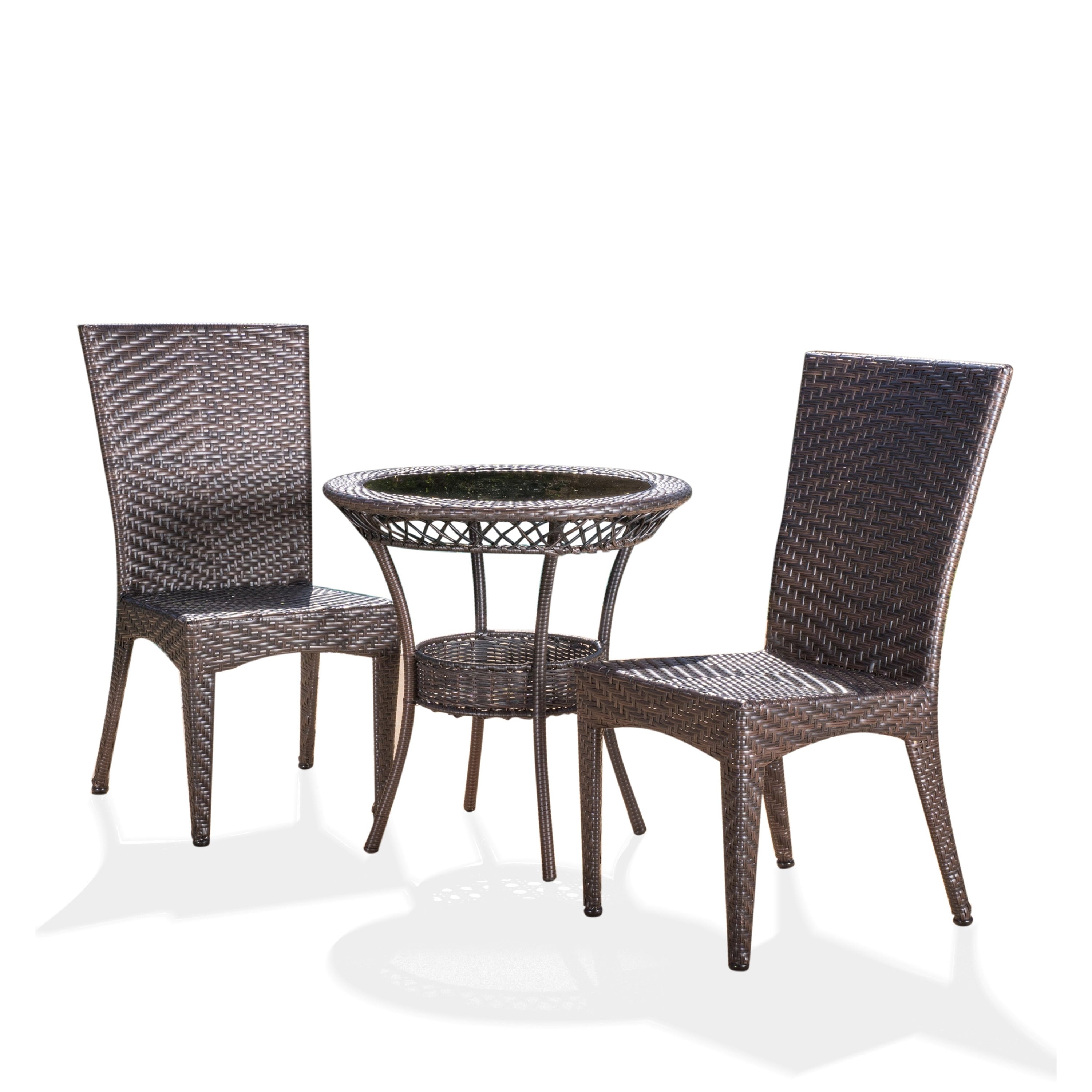 Ensemble de bistrot d'extérieur Josh en osier multicolore 3 pièces par Christopher Knight Home