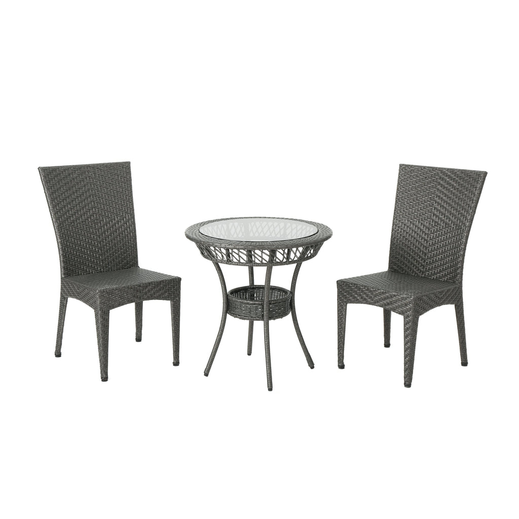 Ensemble de bistrot d'extérieur Josh en osier multicolore 3 pièces par Christopher Knight Home