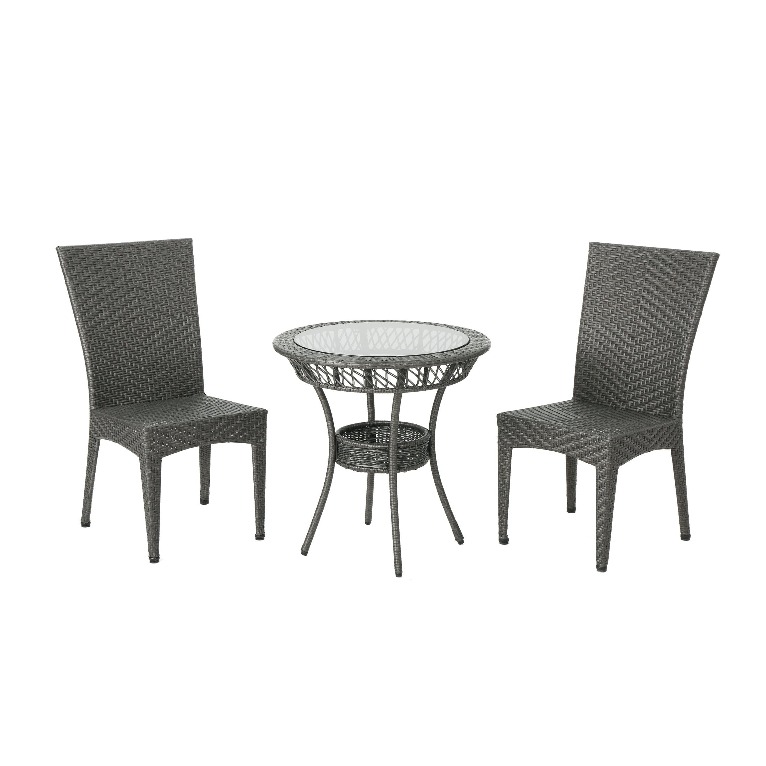 Ensemble de bistrot d'extérieur Josh en osier multicolore 3 pièces par Christopher Knight Home