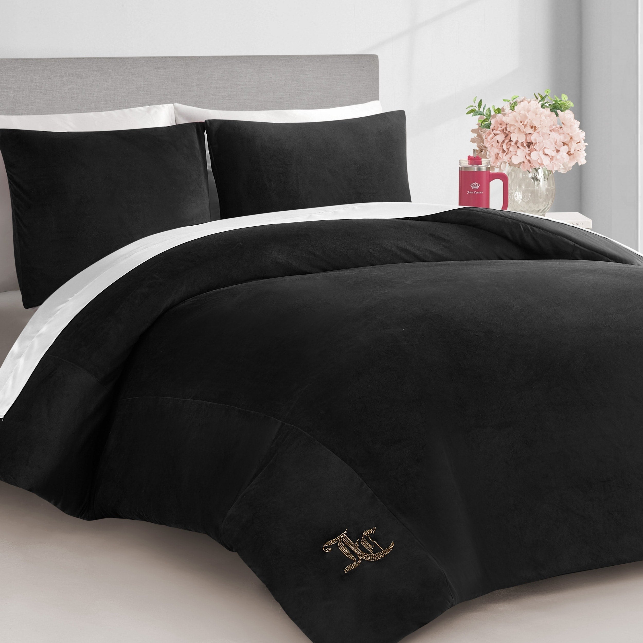 Ensembles de couette et taies d'oreiller en velours uni Juicy Couture