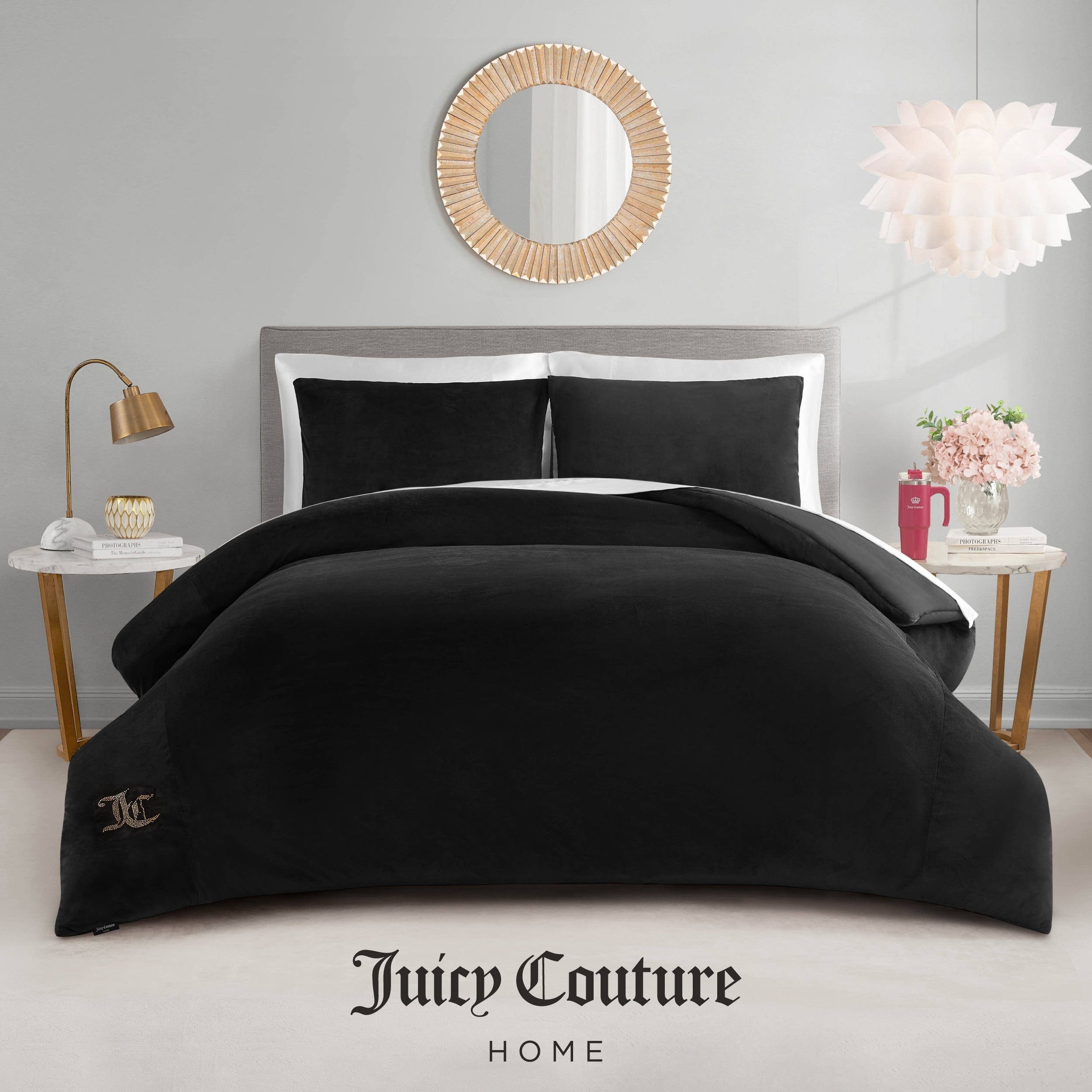 Ensembles de couette et taies d'oreiller en velours uni Juicy Couture