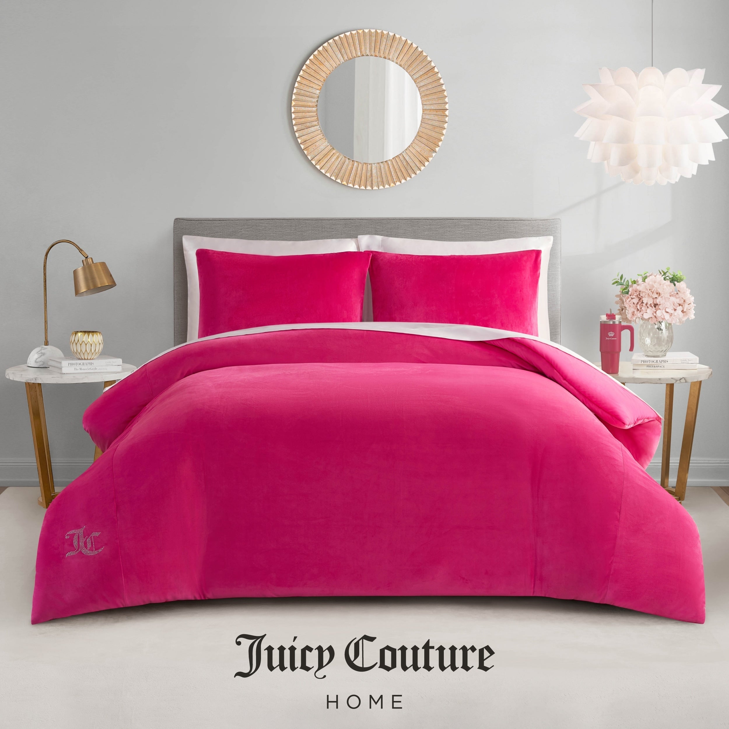 Ensembles de couette et taies d'oreiller en velours uni Juicy Couture