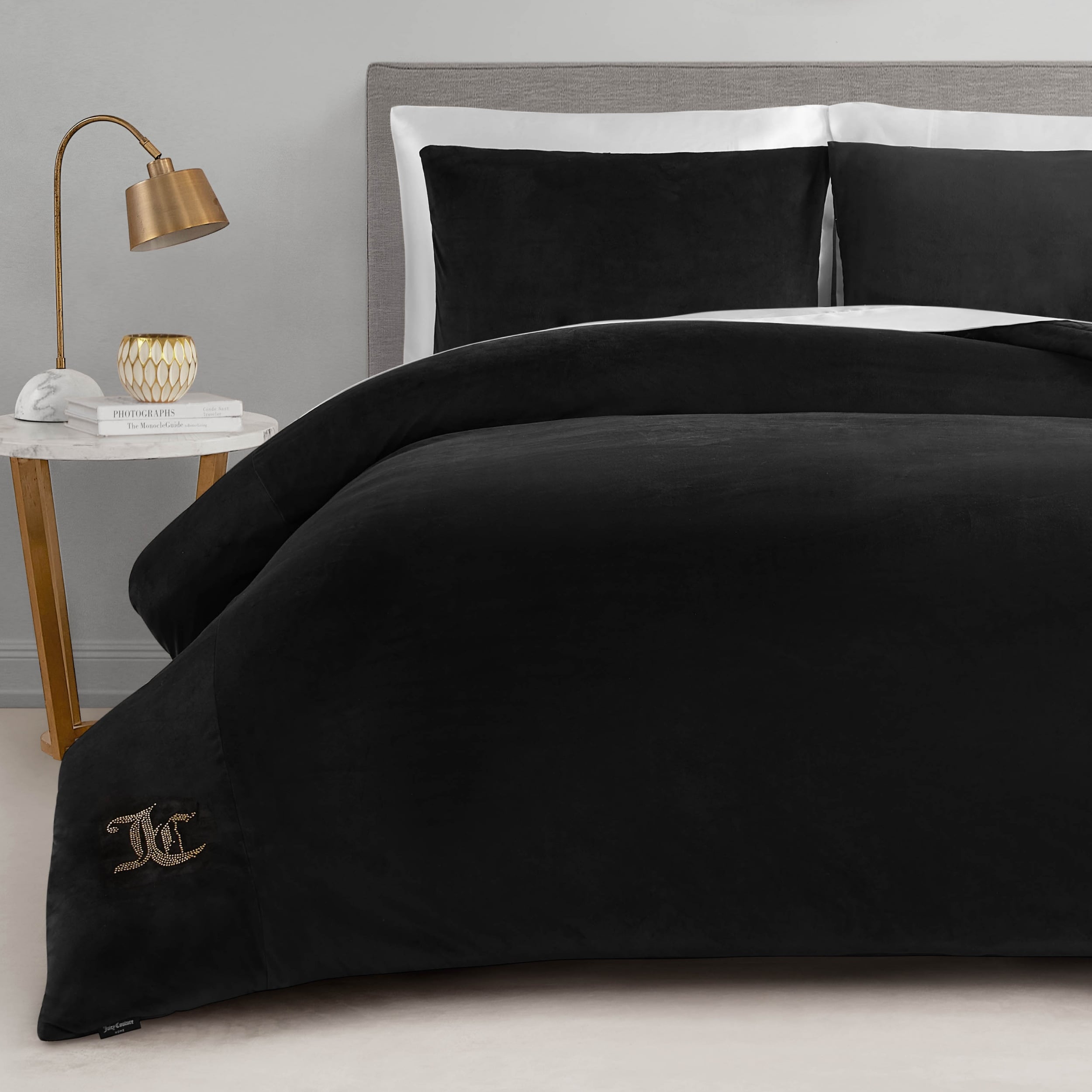 Ensembles de couette et taies d'oreiller en velours uni Juicy Couture
