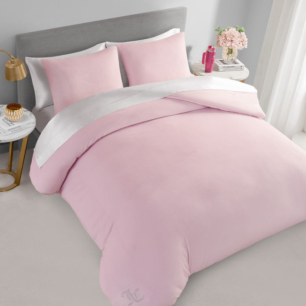 Ensembles de couette et taies d'oreiller en velours uni Juicy Couture
