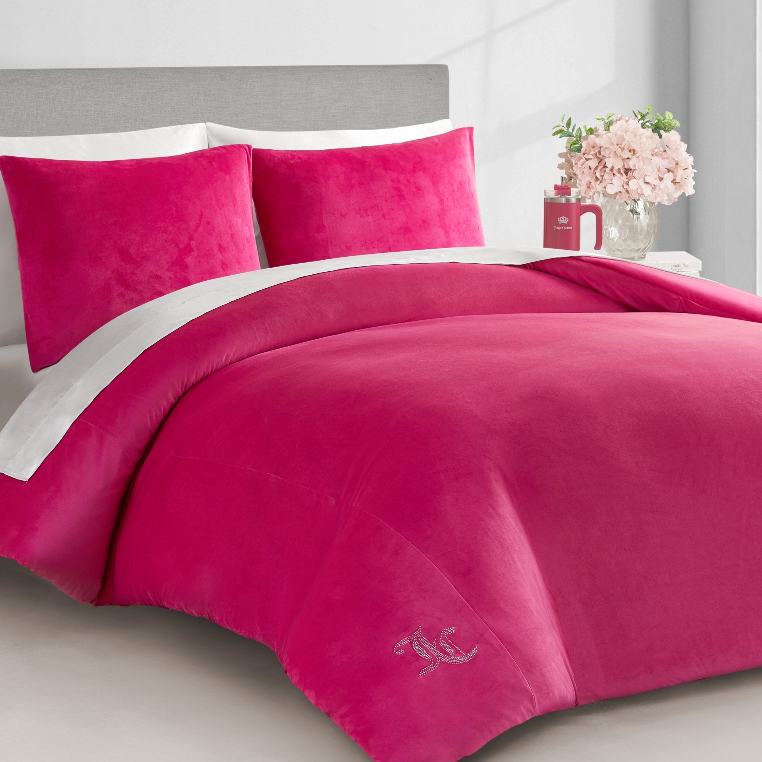 Ensembles de couette et taies d'oreiller en velours uni Juicy Couture