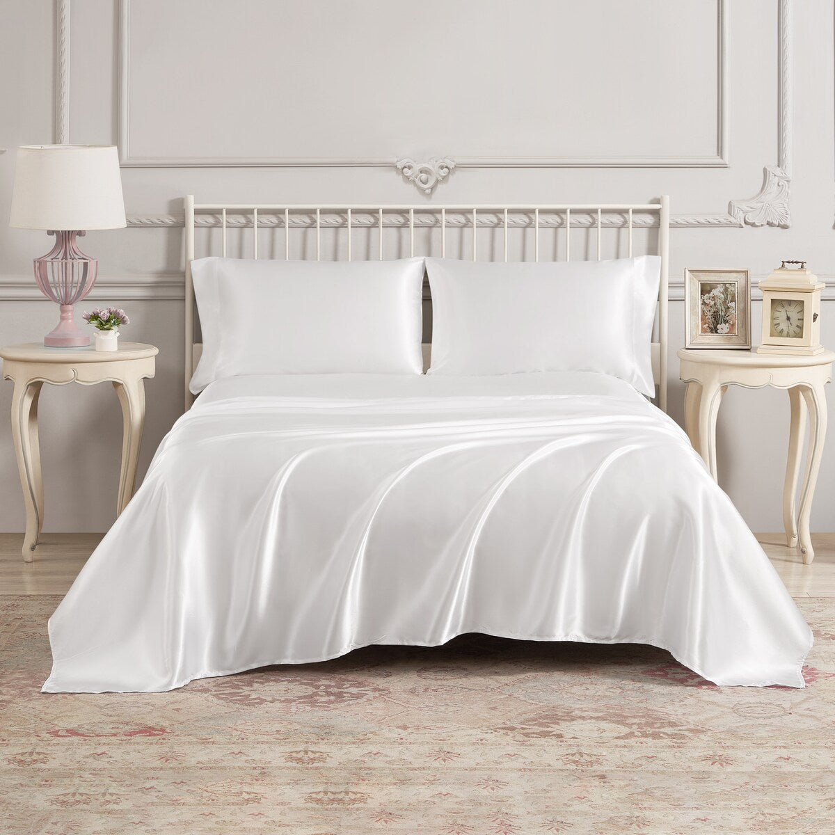 Parures de draps en satin soyeux Juliette LeBlanc New York