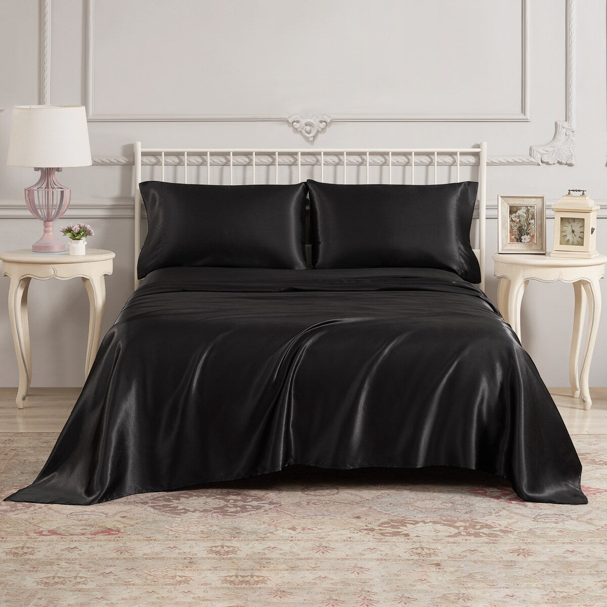 Parures de draps en satin soyeux Juliette LeBlanc New York