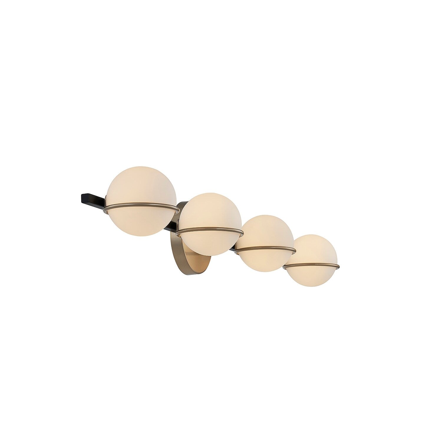 Barre de salle de bain Justice Design Group EVOLV Fusion Centric à 4 lumières avec abat-jour en verre opale