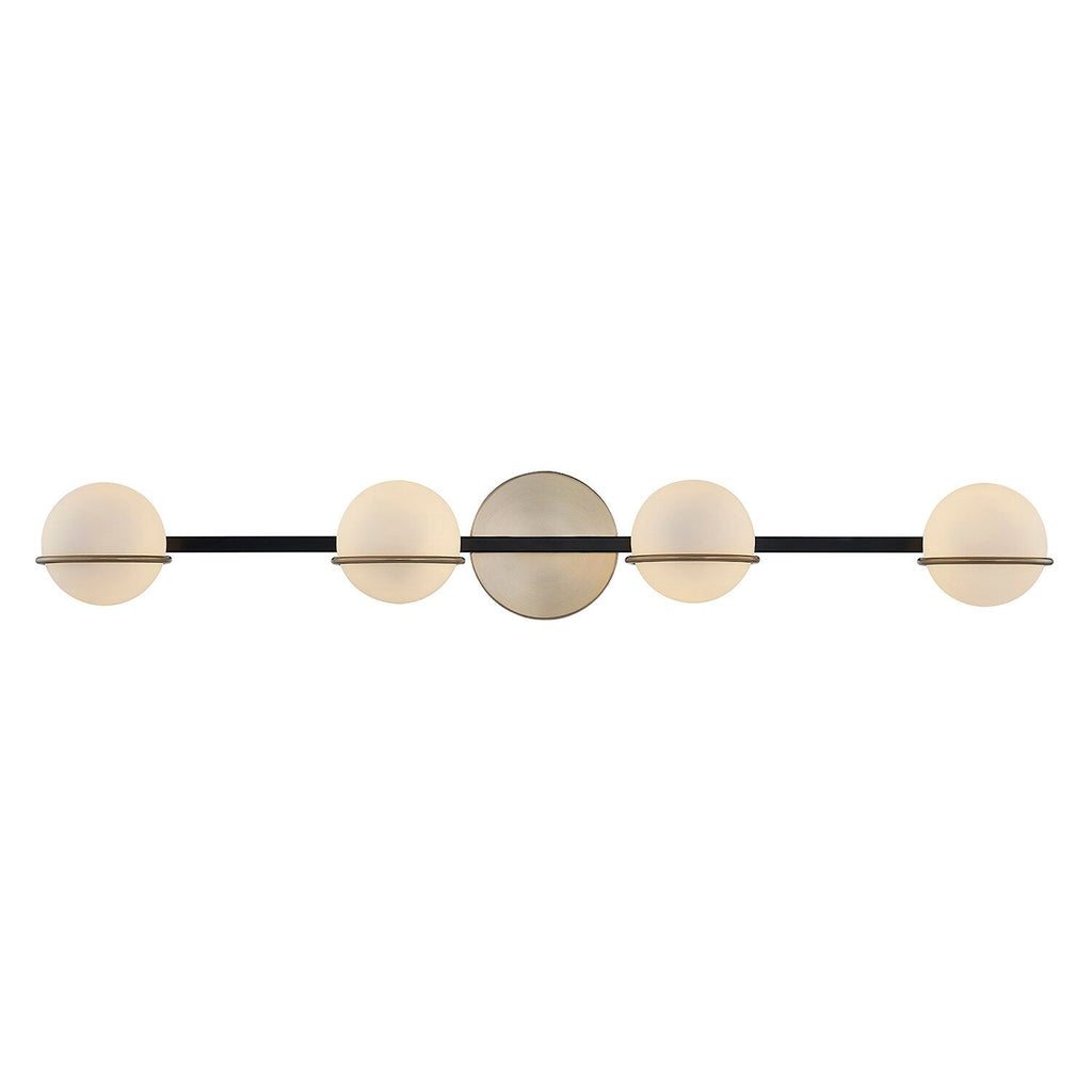 Barre de salle de bain Justice Design Group EVOLV Fusion Centric à 4 lumières avec abat-jour en verre opale