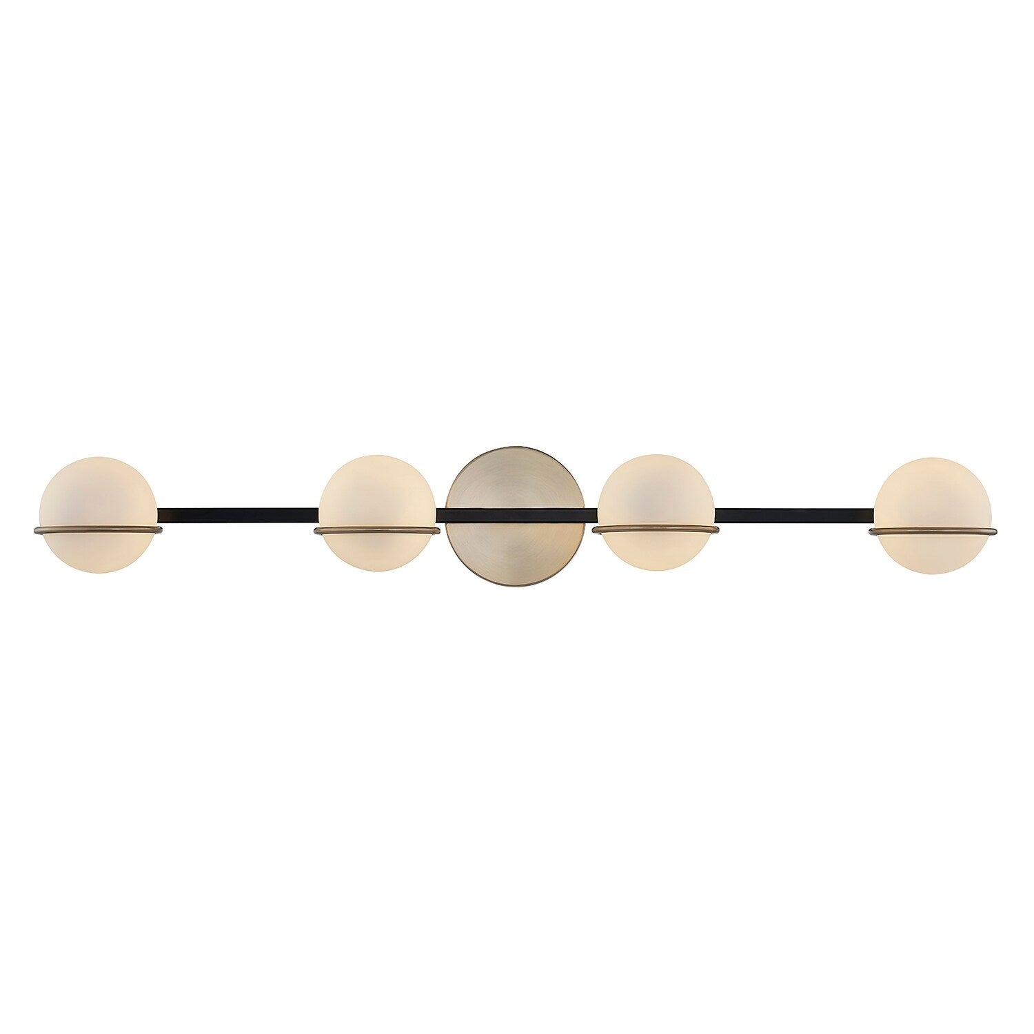 Barre de salle de bain Justice Design Group EVOLV Fusion Centric à 4 lumières avec abat-jour en verre opale