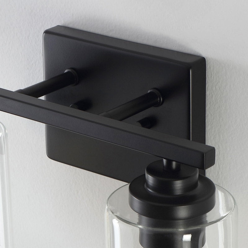 Applique de salle de bain KAWOTI à 2 lampes à intensité variable avec abat-jour en verre transparent