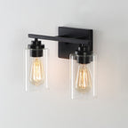 Applique de salle de bain KAWOTI à 2 lampes à intensité variable avec abat-jour en verre transparent