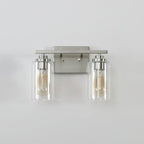 Applique de salle de bain KAWOTI à 2 lampes à intensité variable avec abat-jour en verre transparent