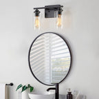 Applique de salle de bain KAWOTI à 2 lampes à intensité variable avec abat-jour en verre transparent