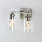 Applique de salle de bain KAWOTI à 2 lampes à intensité variable avec abat-jour en verre transparent