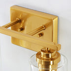 Applique de salle de bain KAWOTI à 2 lampes à intensité variable avec abat-jour en verre transparent