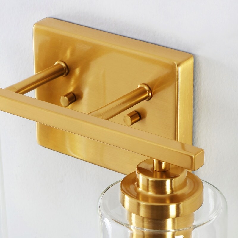 Applique de salle de bain KAWOTI à 2 lampes à intensité variable avec abat-jour en verre transparent