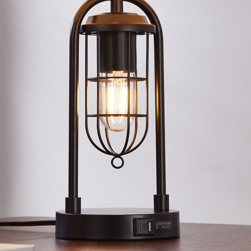 Ensemble de lampes de table KAWOTI de 21,5 pouces avec veilleuse, ports USB et ampoules