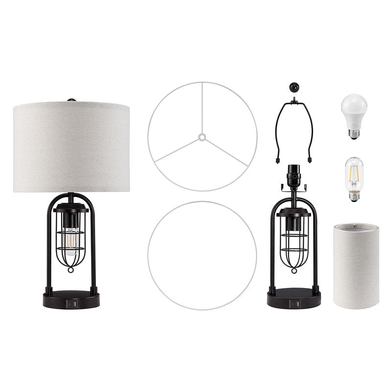 Ensemble de lampes de table KAWOTI de 21,5 pouces avec veilleuse, ports USB et ampoules