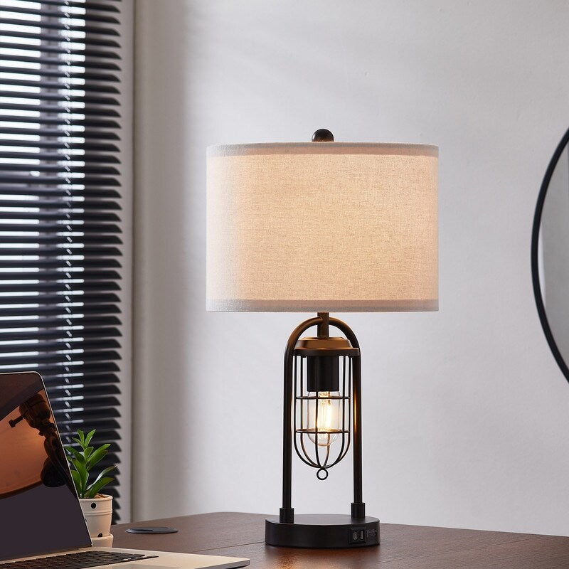 Ensemble de lampes de table KAWOTI de 21,5 pouces avec veilleuse, ports USB et ampoules