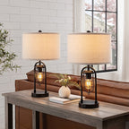 Ensemble de lampes de table KAWOTI de 21,5 pouces avec veilleuse, ports USB et ampoules