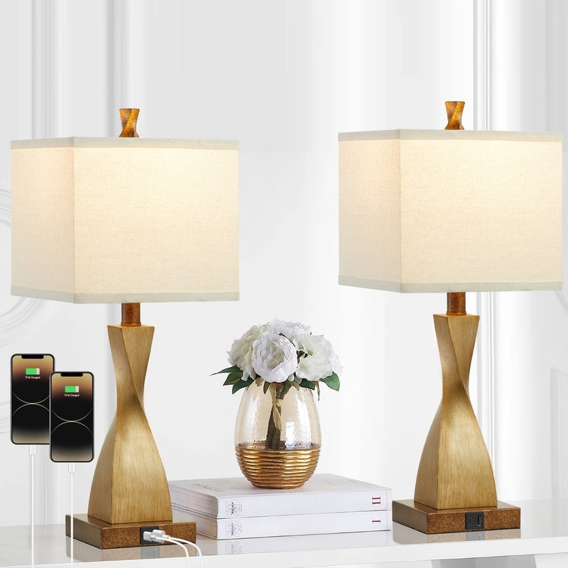 Lampe de table tactile KAWOTI 22'' avec ports USB et ampoules (lot de 2)