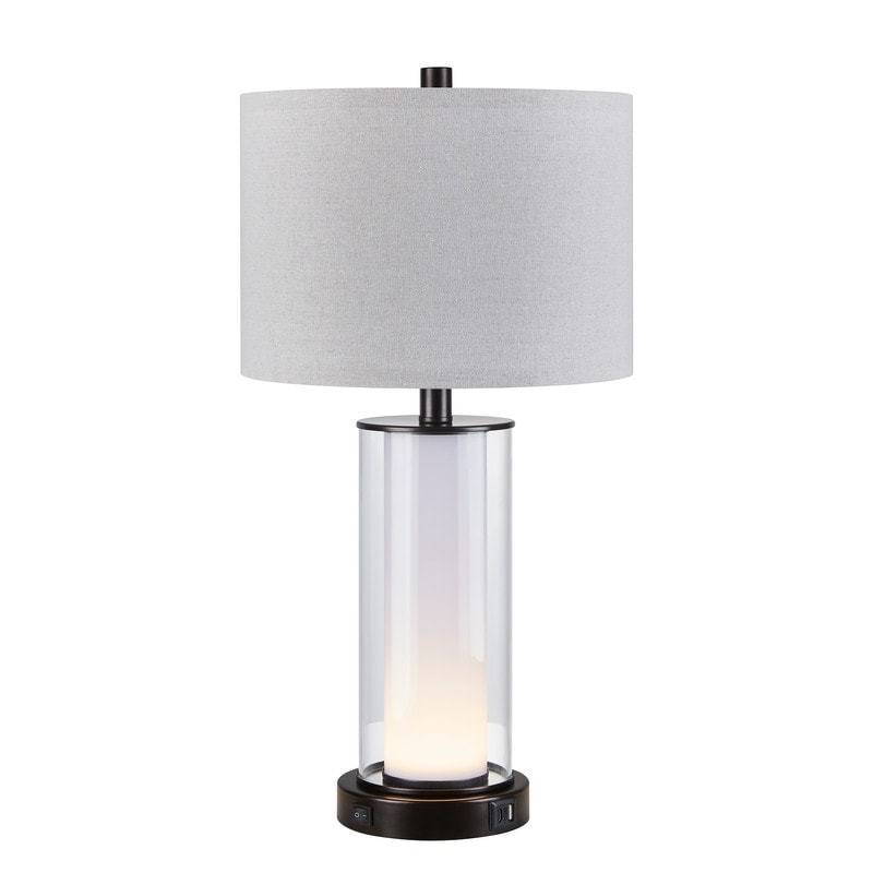 Ensemble de 2 lampes de table modernes en verre KAWOTI de 23 pouces avec veilleuse